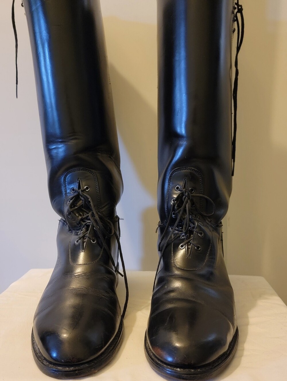 Vero Cuoio Black Leather Lace-Up Tall Riding Boots